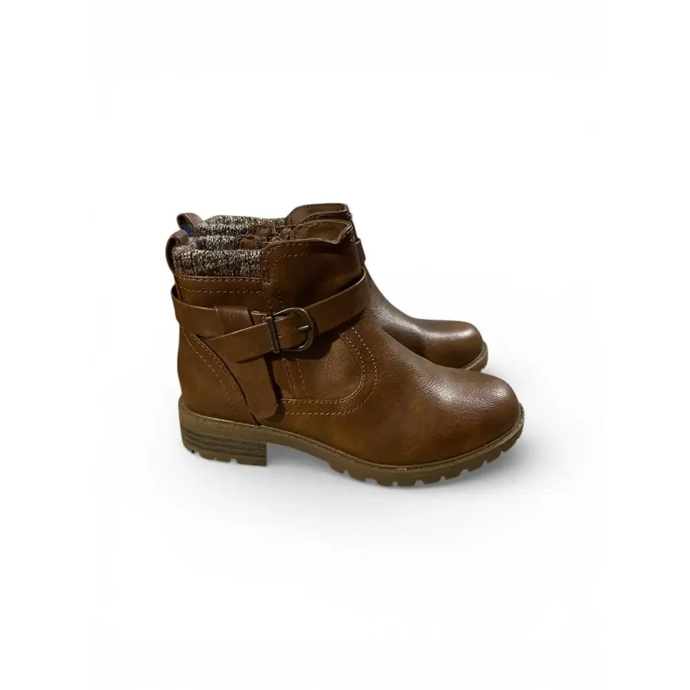 Wonder Nation Girls Ankle Booties 13 Brown Buckle Lined Inner Side Zipper